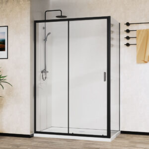 Душевой уголок City VSR-5CT9011CLB, 1100x900, черный, стекло прозрачное