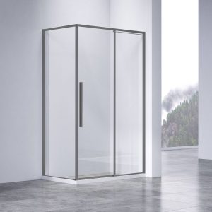 Душевой уголок Slim-N VSR-4SN8014CLGM, 1400x800, вороненая сталь, стекло прозрачное